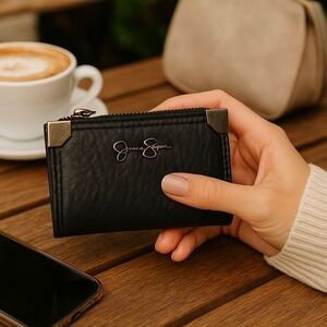 Jessica Simpson Black Wallet with Metallic Corners